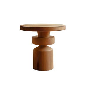 Table basse en bois minimaliste avec base conique, meuble de salon moderne fait à la main, table d'appoint en bois naturel - Product Image 1