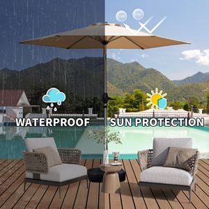 7.5FT Patio <b>Umbrella</b> Push Button Tilt Crank Outdoor <b>Table</b> UV Protection Waterproof Market Sun <b>Umbrella</b> Outdoor <b>Umbrellas</b> Bases - Product Image 2