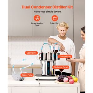 Distillatore di Alcol in Acciaio Inox da 3 Galloni/11,4 L con Doppio Condensatore e Serpentina in Rame a Raffreddamento Rapido, Attrezzatura per Doppia Distillazione - Product Image 3
