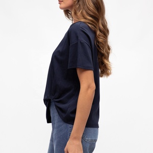 Regular Fit 100% Cotton Casual T Shirt Tuck Waist Women Custom Logo Design Your Own Personalized Shirts Women O-Neck T-Shirt - Product Image 3