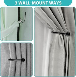 Black U-Shape <b>Curtain</b> Holdbacks <b>Wall</b> Hooks - Product Image 5