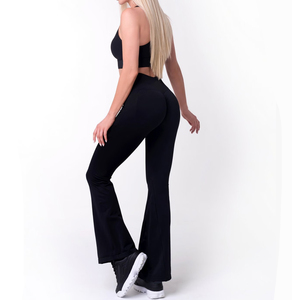 Womens Stretch Fit Yoga Pants High Waist <b>Flared</b> <b>Leggings</b> Seamless Design Butt Sculpt Workout Ready Activewear - Product Image 1
