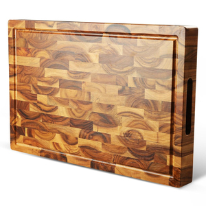Tabla de cortar de madera de teca de alta calidad con canales para jugos y asas, utensilio de cocina ecológico para trinchar y servir - Product Image 3