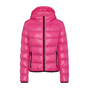 Chaqueta Acolchada Rosa con Capucha, Cierre de Cremallera, Resistente al Viento, Ropa de Invierno Informal, Corte Regular, Relleno de Poliéster - Product Image 1