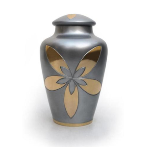 Urnas de cremación de latón macizo con diseño floral en acabado plateado para cenizas de cuerpo humano, urnas de cremación para adultos a bajo precio. - Product Image 1