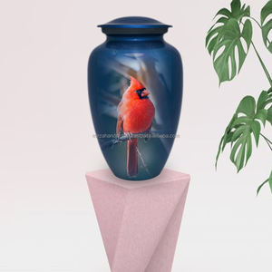 โกศใส่ศพศพสีฟ้ามันวาวดีไซน์นกคลาสสิกสำหรับผู้ใหญ่ขี้เถ้ากระดูกมนุษย์ทำด้วยมือ - Product Image 2