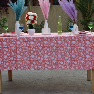 Mantel de algodón con estampado floral coralino para uso exterior, lavable, estilo pastoral, cubierta cuadrada, servilleta/individual/camino de mesa, moderno para fiestas - Product Image 2