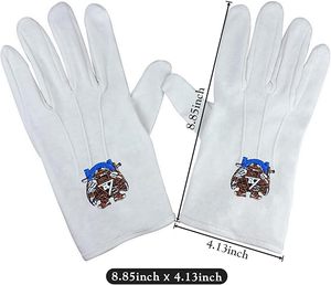 Gants blancs maçonniques du Rite écossais de 32e degré en polyester avec emblème d'aigle classique - Product Image 3