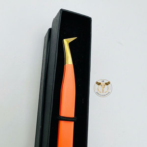 Pinzas Profesionales de Titanio Dorado en Forma de L para Extensión de Pestañas, Punta de Fibra de Precisión, Herramienta de Belleza de Acero Inoxidable - Product Image 3