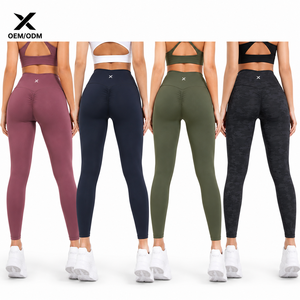 X Sports City Women's High Waist Full Length Gym & Workout <b>Leggings</b> Solid Color <b>Seamless</b> Four-Way Stretch Pants With Pockets OEM - Product Image 2