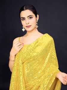 Ensemble Palazzo Fabzone vert à sequins en polyester, tenue de performance asymétrique à une épaule pour événements scéniques avec détection par aiguille - Product Image 5