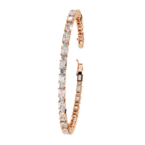 Bracelet de luxe en or 10K 14K avec diamants de laboratoire CVD HPHT 3 carats E VS1, coupe mixte, bracelet tennis à maillons, bijoux fins pour femme - Product Image 2
