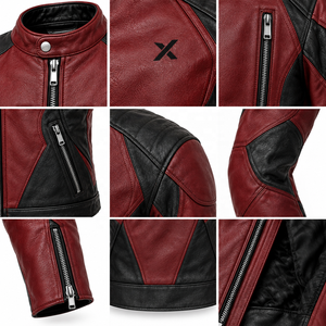 Blouson de moto en cuir Dynamic Performance |   Imprimé coupe-vent |   Bourgogne Noir Brun Vert |   Fabricant OEM ODM |   Premium - Product Image 3