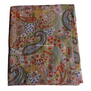 Colcha de algodón con estampado para el hogar, colcha de Cachemira India multicolor para decoración del hogar, hecha a mano - Product Image 1