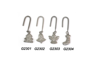 ตะขอโลหะชุบเงินสำหรับคริสต์มาส G2301 G2302 G2303 G2304 รูปกระดิ่งต้นคริสต์มาส นางฟ้า ถุงเท้า ของตกแต่งชา - Product Image 1