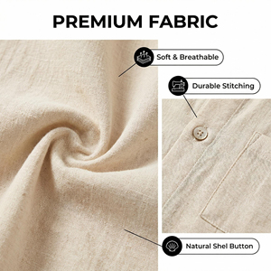 Ensemble de chemises décontractées pour hommes, couleur olive unie, manches courtes, boutonnées, respirantes, en coton tissé, tenue d'été - Product Image 6