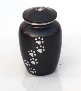 Black Aluminum Pet Cremation <b>Urn</b> Paw Print Keepsake Memorial Crematory <b>Urn</b> for Dogs and <b>Cats</b> - Product Image 1