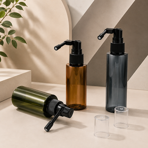 Flacon pulvérisateur cosmétique noir ambré, pompe atomiseur, conteneur en plastique pour lotion et shampoing, emballage personnalisé avec logo - Product Image 1