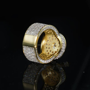 Hip Hop Style Round Brilliant Cut Moissanite Diamond Engagement <b>Ring</b> Iced Out <b>Statement</b> <b>Ring</b> 925 Sterling <b>Silver</b> Jewelry for Men - Product Image 3