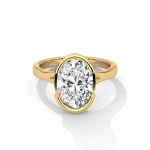 Anillo de Compromiso Solitario con Diamante Cultivado en Laboratorio de Corte Ovalado de 2.50 CT en Oro Blanco, Amarillo y Rosa de 14K - Product Image 1