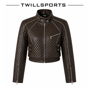 Hot Sale Real Leather <b>Jacket</b> for <b>Women</b> Turn-Down Collar Pocket Design Casual Quilted PU Leather Zipper Closure Short Length - Product Image 1