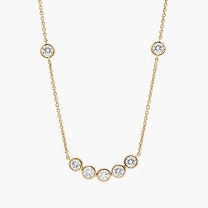 Smile <b>Necklace</b> With Bezel Set Lab-Grown Diamonds in White Gold - Product Image 1