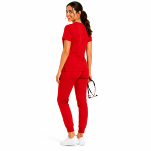 Comfortable Cotton-Polyester Woven Hospital Wear Solid <b>Colour</b> Top Pants Set Premium High Stretch Healthcare Uniform Slim Fit - Product Image 3