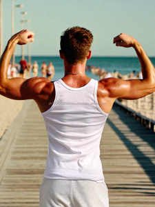 Vêtements de sport pour hommes Débardeur de sport en coton Débardeurs côtelés sans manches T-shirt sans manches Débardeurs pour hommes - Product Image 3