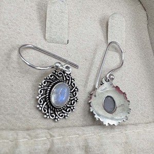 Classic <b>Hook</b> Style Brass Dangle <b>Earrings</b> 925 Silver Plated Moonstone <b>Earring</b> Fashion Statement Jewelry - Product Image 5