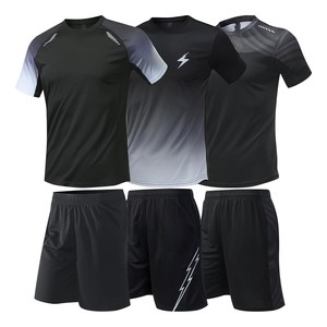 Conjunto Deportivo para Hombre, Camiseta y Pantalones Cortos con Degradado de Color, Cuello Redondo, Secado Rápido, Poliéster y Spandex, Ropa Deportiva de Verano - Product Image 5
