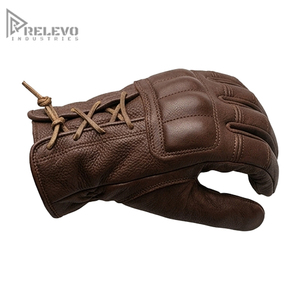 Custom Men Vintage Brown Leather Motorcycle <b>Gloves</b>, Padded Knuckle Lace Up Racer Riding <b>Gloves</b> OEM Genuine Leather Biker <b>Gloves</b> - Product Image 4