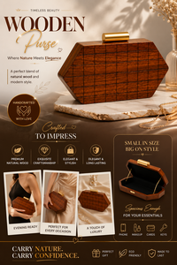 Bolso de Mano Contemporáneo de Madera SAFA INTERNATIONAL, Bolso Geométrico Tipo Caja, Hecho a Mano, Artesanía Natural, Bolsa de Regalo para Fiestas y Días Festivos - Product Image 4