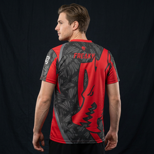 T-shirt à manches courtes imprimé Bangladesh Vitality Xtreme, col rond, tissu jersey à séchage rapide, design rouge et noir, logo sur la manche gauche - Product Image 5