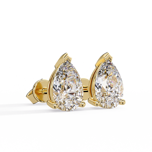 Custom Diamond <b>Earrings</b> Pear Cut Lab Grown Diamond Stud 2.00 Ct IGI Certified 14K Pure Gold V Prong Martini Screw <b>Back</b> <b>Earrings</b> - Product Image 3