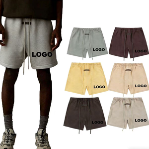 Pantalones Cortos Bermuda para Hombre, Color Sólido, con Cordón, Casuales, de Algodón, Cintura Media, con Bolsillos, Diseño con Logotipo Frontal - Product Image 3