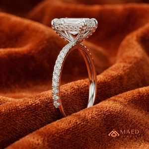 <b>Silver</b> <b>Emerald</b> Cut Moissanite <b>Ring</b> Elegant Womens Engagement Jewelry Luxury Fashion <b>Ring</b> NYC Style Gift - Product Image 2