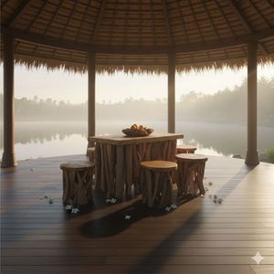 TEAK ROOT TWIG CONSOLE <b>TABLE</b> AND CHAIR SET - Product Image 3