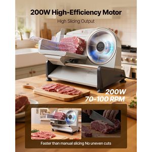 Rebanadora Eléctrica de 7.5 Pulgadas y 200W, Cuchilla SUS420, Grosor Ajustable de 0-0.6 Pulgadas, Certificación ETL, Picadora y Rebanadora de Carne para el Hogar - Product Image 3