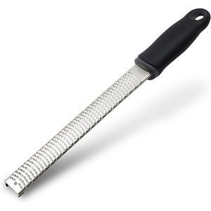 Ergonomico in acciaio inox grattugia per formaggio con manico morbido nero Zester al limone con coperchio in plastica strumento di cottura - Product Image 1