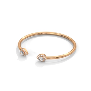 Open <b>Cuff</b> Bangle <b>Bracelet</b> Gold Plated Stainless Steel Cubic Zirconia Oval Pear Crystal Jewelry for Women - Product Image 1