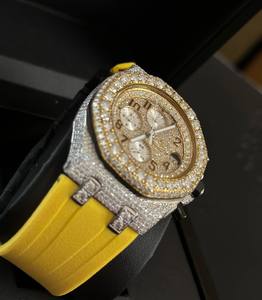 Montre entièrement sertie de diamants, mouvement automatique, fabrication artisanale de luxe, montres hip-hop entièrement serties de diamants, montres en moissanite VVS pour hommes - Product Image 3