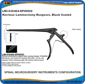 คีมตัดกระดูกสันหลัง Kerrison Laminectomy Rongeurs เกรดผ่าตัด ทำจากเหล็กกล้าไร้สนิมเคลือบสีดำด้วยพลาสมา ไม่ติดเนื้อเยื่อ ใช้ด้วยมือ ฆ่าเชื้อได้ด้วยหม้อนึ่ง - Product Image 5