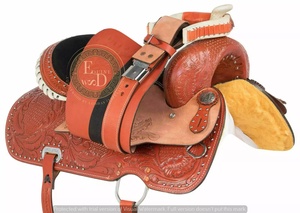 Premium DD cuero genuino estilo occidental sillín hecho a mano para Barril Racing Show Horse Rodeo rendimiento ligero - Product Image 5