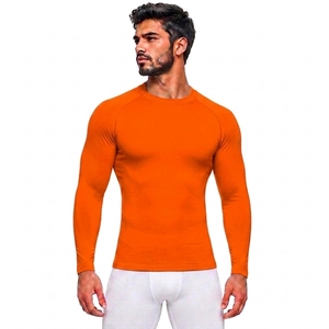 Men's Orange Long Sleeve <b>Compression</b> <b>Shirt</b> Anti-UV Eco-Friendly Quick Dry Seamless Stretchable Activewear - Product Image 1