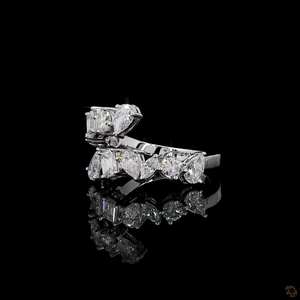 Anillo de compromiso de oro macizo de 1.87 quilates con diamantes en oro blanco de 14K, joyería nupcial de media eternidad con formas múltiples - Product Image 1