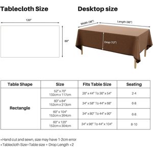 Waterproof Rectangular Linen <b>Table</b> Cloth Wrinkle-Free and Wipeable for Dining and Coffee <b>Tables</b>-Textured <b>Table</b> <b>Cover</b> - Product Image 4