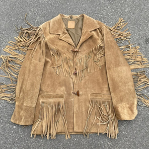 2026 High Quality Men's Cowboy <b>Suede</b> Leather <b>Jacket</b> Western Style Fringed Beaded Full Leather Outerwear <b>Jackets</b> For Sale - Product Image 2