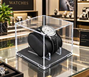 Attractive Single <b>Plastic</b> Watch <b>Display</b> <b>Box</b> LED Light European Style Luxury Solution for Protecting Showcasing Your Watch - Product Image 5