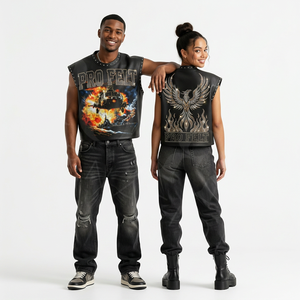 Camiseta sin mangas personalizada con gráfico de marca de diamantes de imitación, estilo urbano, corte holgado y moderno para verano - Product Image 2