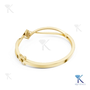 Luxury Lab Grown Diamond Statement <b>Bangle</b> Interlocking 14K 18K <b>Solid</b> <b>Gold</b> Fine Unisex Jewelry Party Gift - Product Image 6